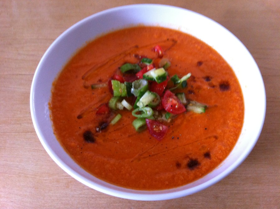 Chilled tomato and cucumber soup