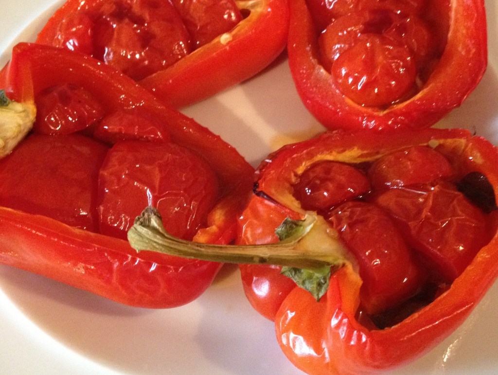 Stuffed and roasted red peppers