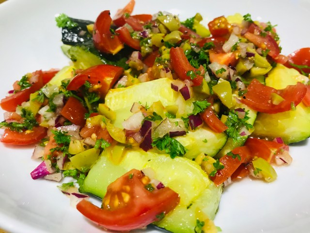 Courgettes with salsa