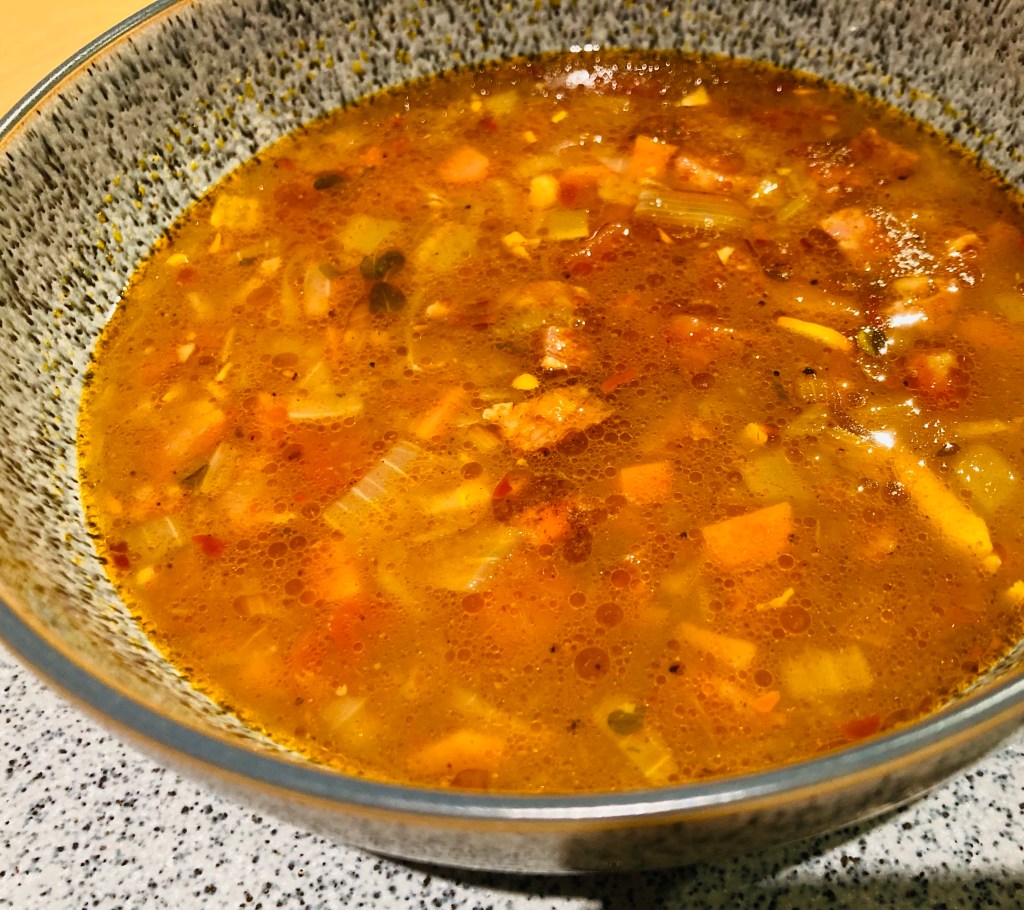 Chestnut and chorizo soup