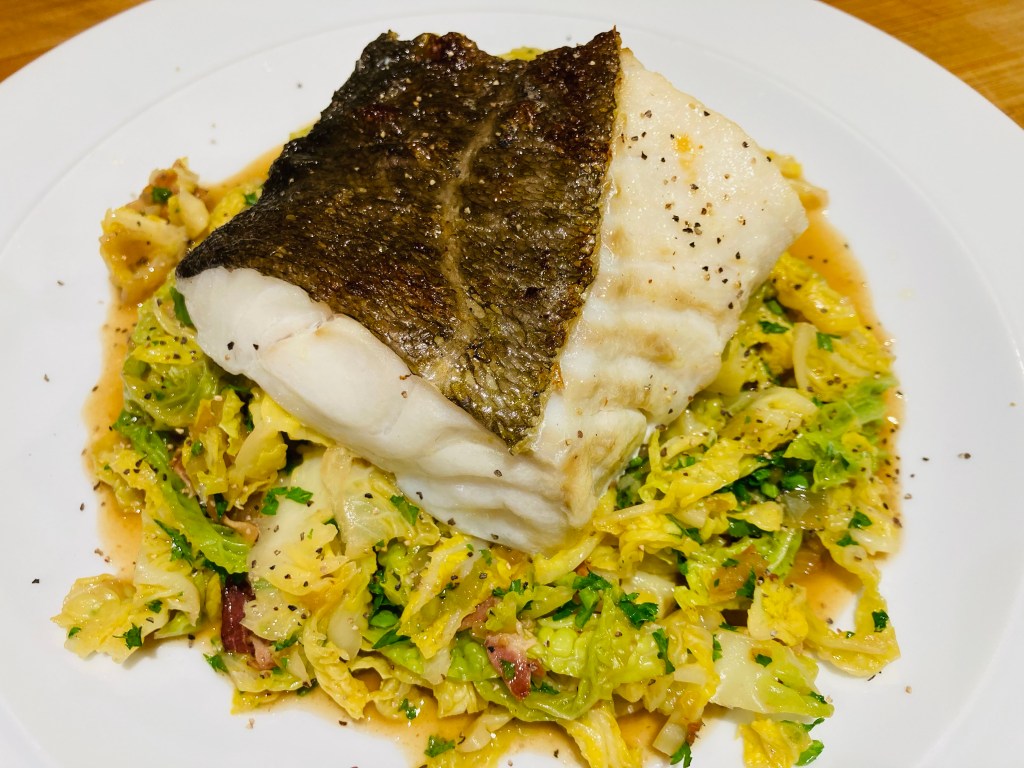 Cod Cabbage Grilled cod with savoy cabbage and bacon – Pigeon Cottage Kitchen