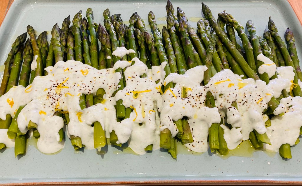 Asparagus with lemon yoghurt dressing