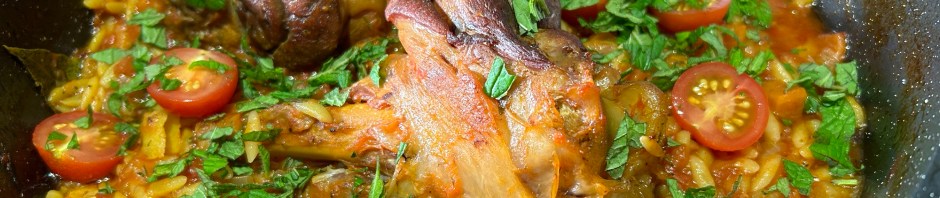 Lamb shanks in white wine with fennel