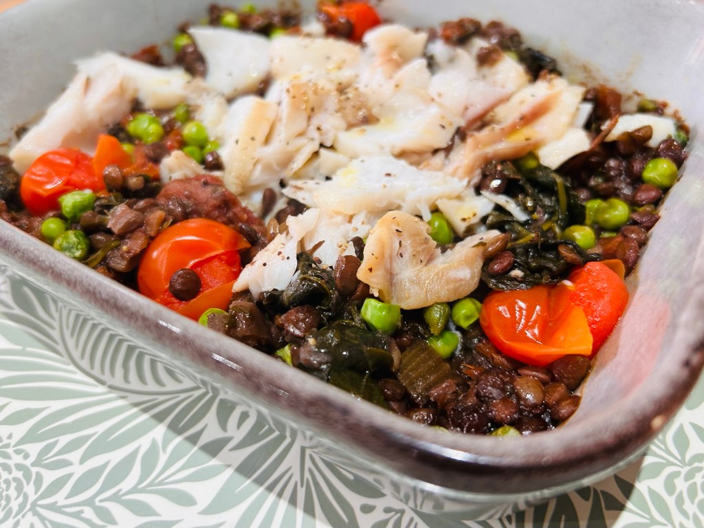 Puy lentils with spinach