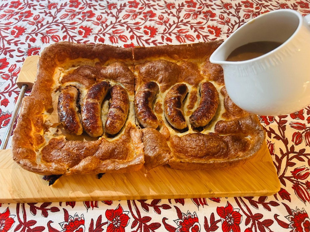 Toad in the hole with onion gravy