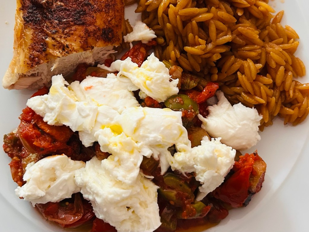 Burrata with caponata